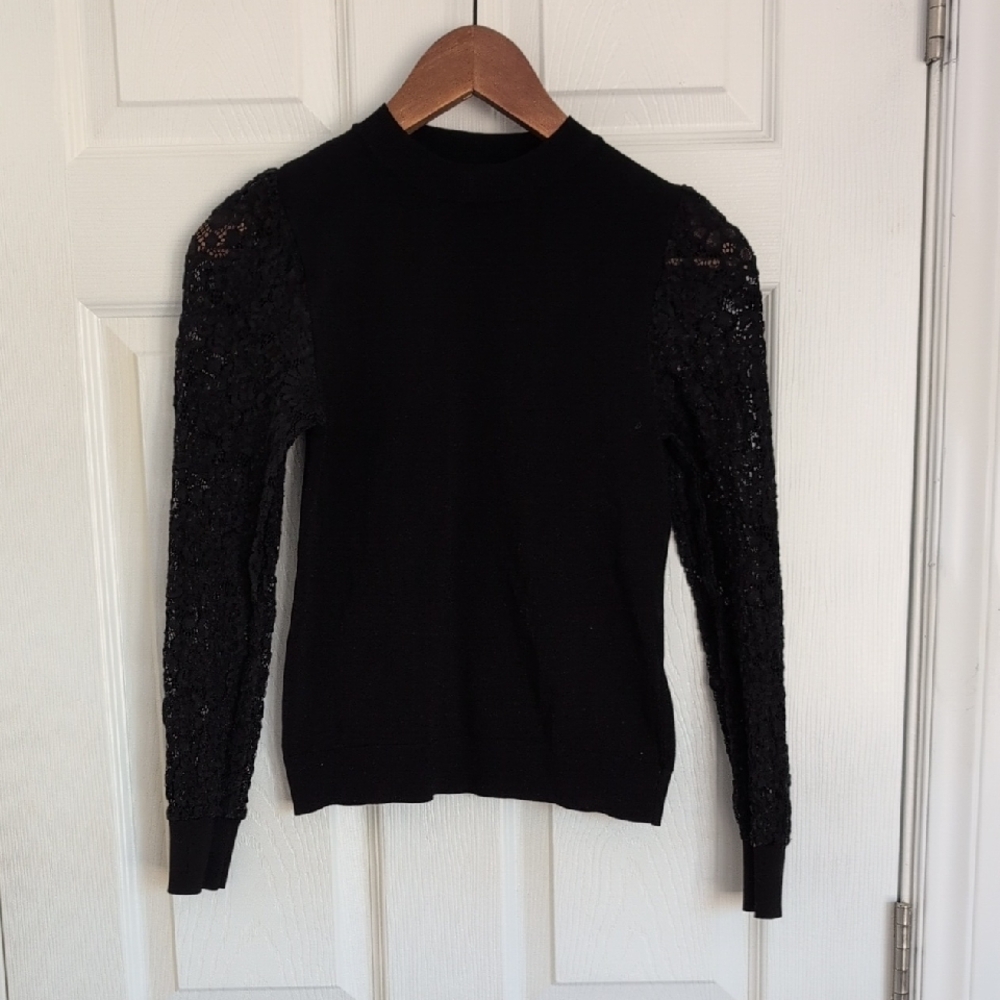 Lipsy Black Lace Sleeve Girls Top